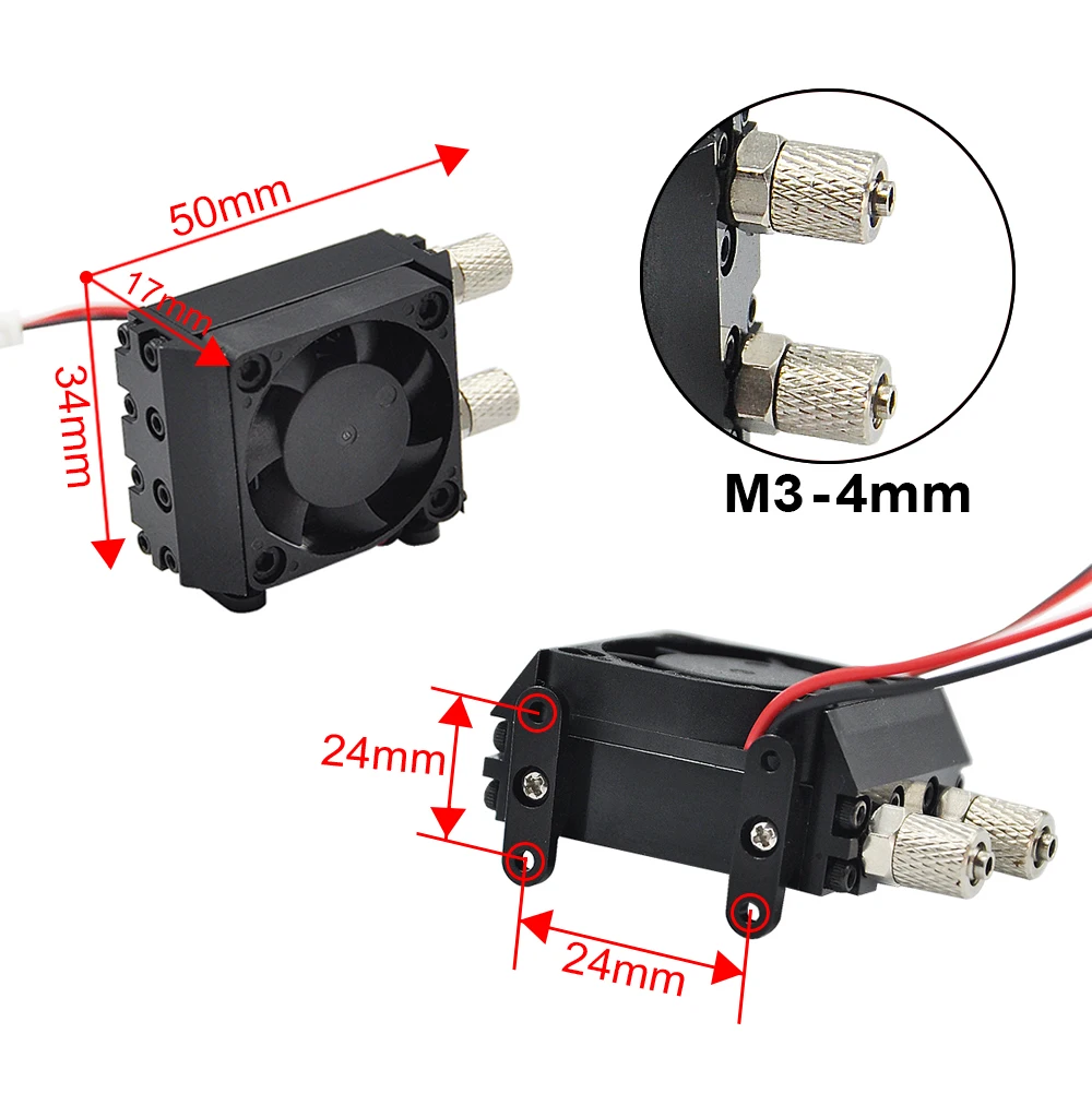 Mini radiador de Metal de aceite hidráulico con ventilador para excavadora de control remoto, piezas de coche, camión volquete, 1/14, 1/12