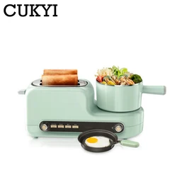 CUKYI Multifunctional breakfast making machine High quality household toaster Hot Pot Boiler Frying Pan food Steamer egg boiler