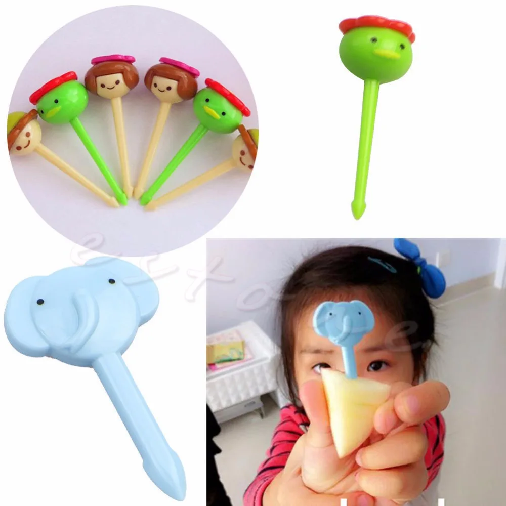 10 pçs mini kawaii animal fazenda dos desenhos animados garfo frutas palito sinal almoços whosale & dropship