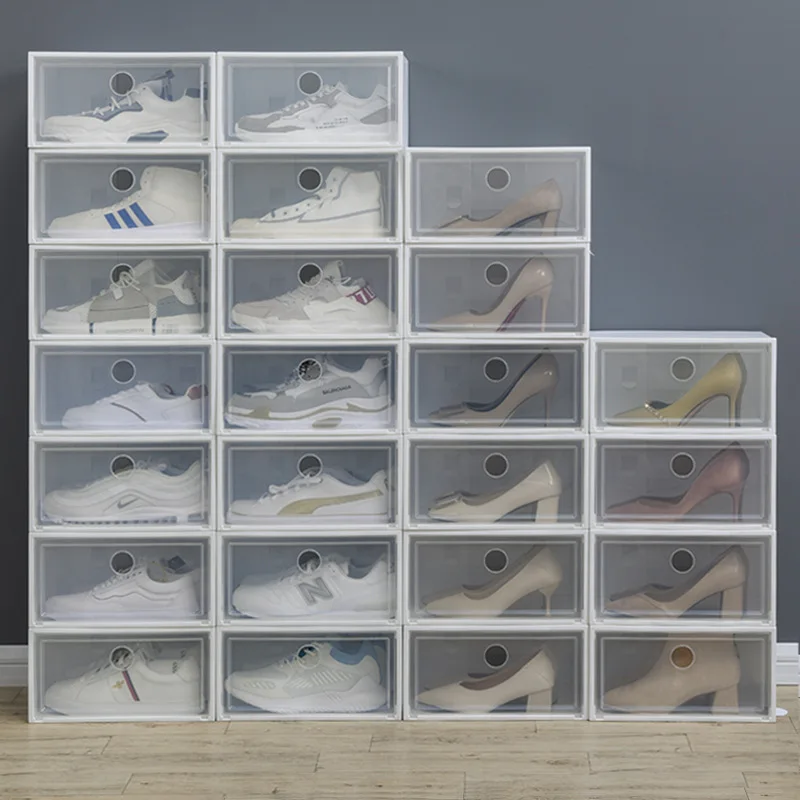 Thickened shoe box storage box transparent drawer-type shoe artifact plastic shoe cabinet saves space and online celebrity