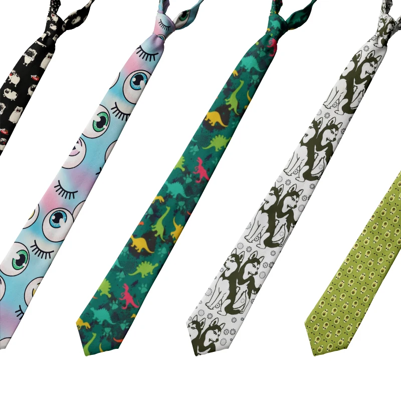 Cartoon animal dog and little dinosaur tie men's fashion printing casual tie business party accessories wedding tie men's tie