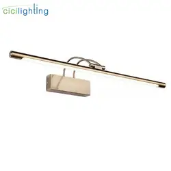 Luces led delanteras para espejo de baño, lámpara de arte moderno para decoración de tocador, L45/55/65/75cm, cuerpo de bronce de níquel