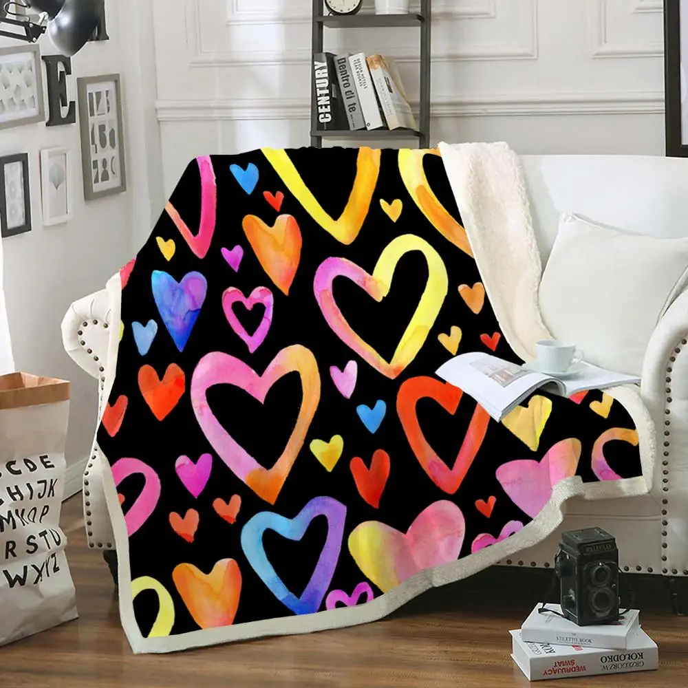 Valentine's Day Sherpa Flannel Fleece Reversible Blanket Love Throw Blanket Couple Bed Blanket Valentine's Day Gift for Wife 