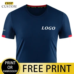 Camiseta de secado rápido para hombre y mujer, ropa deportiva con estampado de logotipo personalizado, equipo bordado, para correr, 99.9% de fibra