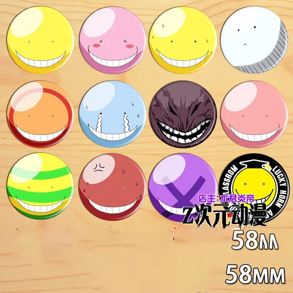 58mm Assassination Classroom Korosensei Badges Acrylic Button Icons