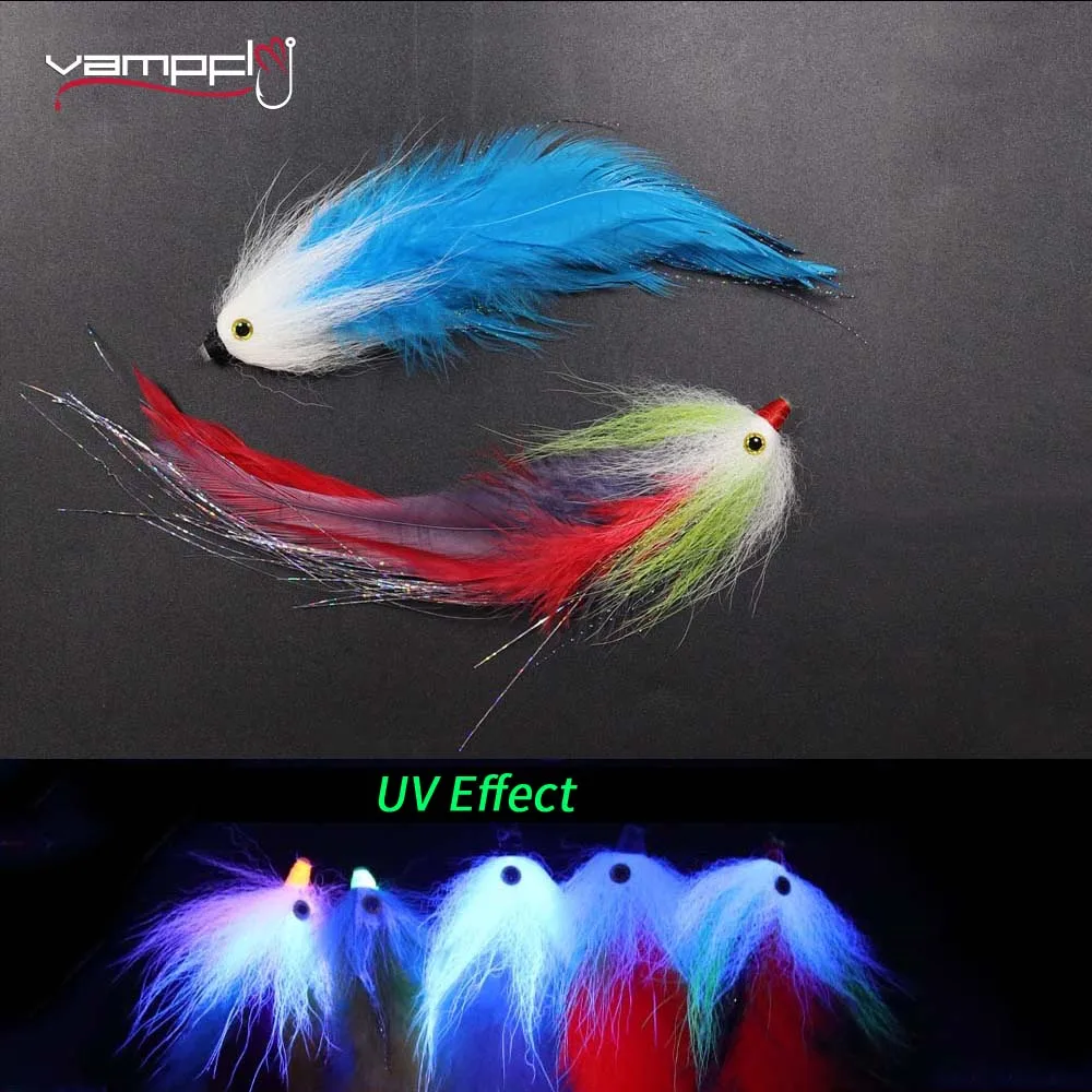 Vampfly 1pcs Colorful Luminous Fox Tail FishTube Streamer Fly Without Hook For Pike Bass Big Game Saltwater Fishing Lure Bait