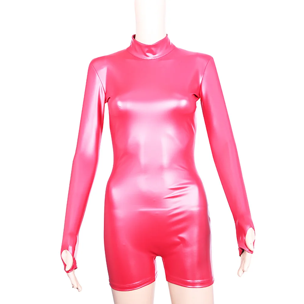 

Fad ES-E3XL Role Play Turtleneck Bodycon Jumpsuit Long Sleeve Bodysuit Bodystocking Fitness Body Stocking Onesies Shaping Pants