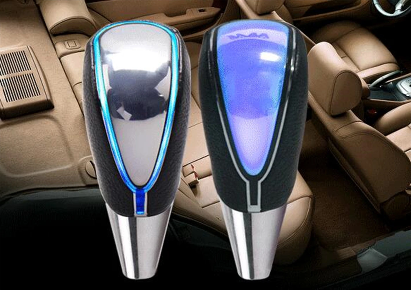 Blue Color Auto Car Touch Activated Changeable LED Manual MT Gear Shift Knob Shifter Universal Fit For Honda Toyota Nissan