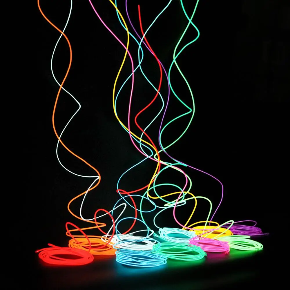 50M 100M 200M 500M EL Wire 2.3MM Electroluminescence Wire  LED Strip Flexible Neon Light  Rope Glow Tube Fluorescent Dance Decor