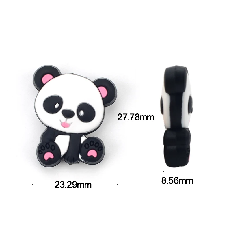 LOFCA 5pcs Panda Silicone Teether BPA Free Food Grade Baby Animal silicone teething Beads Toys Baby Care Pacifier Chain Gift DIY