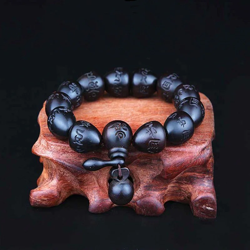 Hand-carved Buddha Prayer Bracelet water Lightning Strike Good Wood Hand String Wood Carved Beaded Bracelet