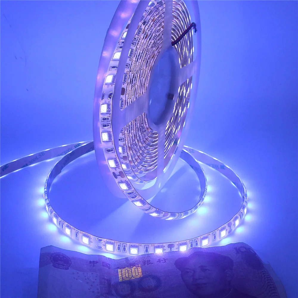 

UV LED Strip Light 5050 SMD 60 LEDs/m 395-405nm Flexible Ultraviolet Ray Tape Lamp for DJ Fluorescence 1m 2m 5m