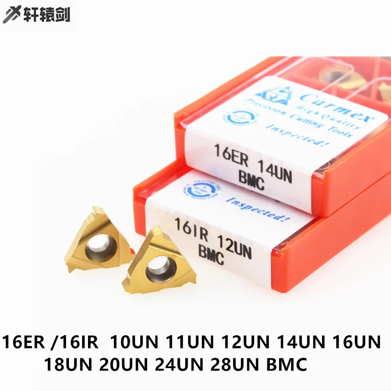 10 uds 16er 16ir 10un 12un 14un 16un 18un 24un 28un bmc inserto com rosca carburo cnc herramipara corte de hilo