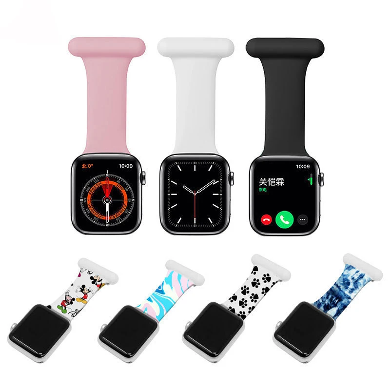 Soft Silicone Safety Pin Rainbow Nurse Band for Apple Watch SE Series 6 5 4 3 2 1 38mm 40mm 42mm 44mm