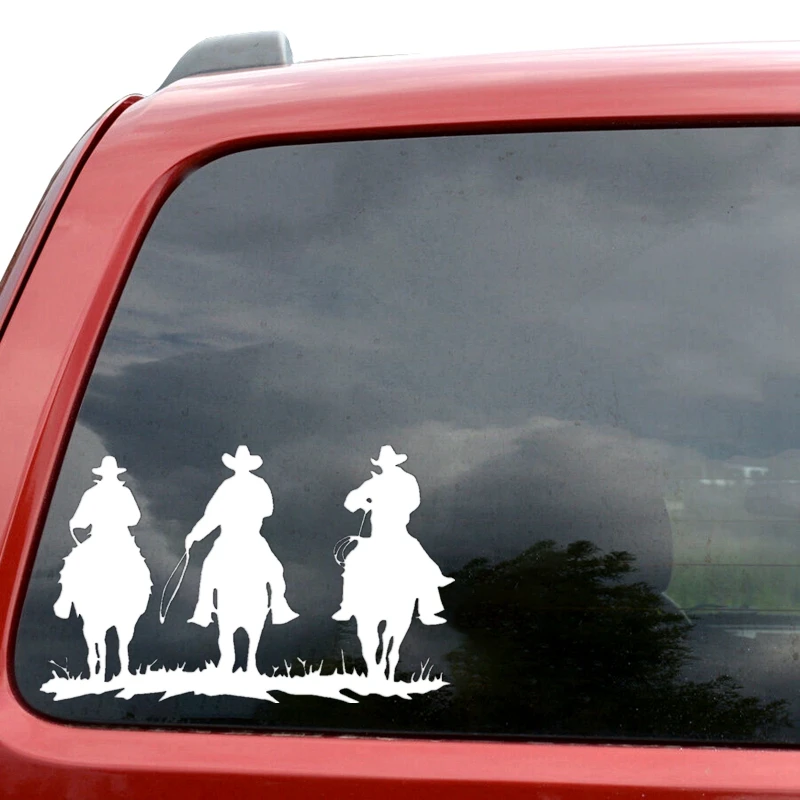 CK20894# Various Sizes/Colors Cowboys on Horses Die-Cut Vinyl Decal Car Sticker Waterproof Auto Decors on Bumper Window Laptop