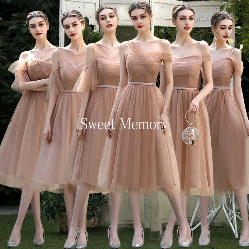 SW069 Women Forest Green Bridesmaid Dress 2021 Bride Guest Robe De Soiree De Mariage Prom Wedding Party Vestidos Sweet Memory