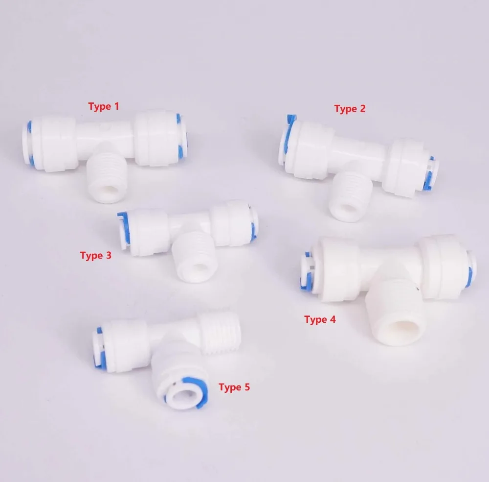 2 Stück passend für 1/4" 3/8" OD Rohr T-Typ 1/4" 3/8" BSP 3-Wege-Reduzierverbinder für Aquarien-Umkehrosmose RO Wasserspender – Detail 5