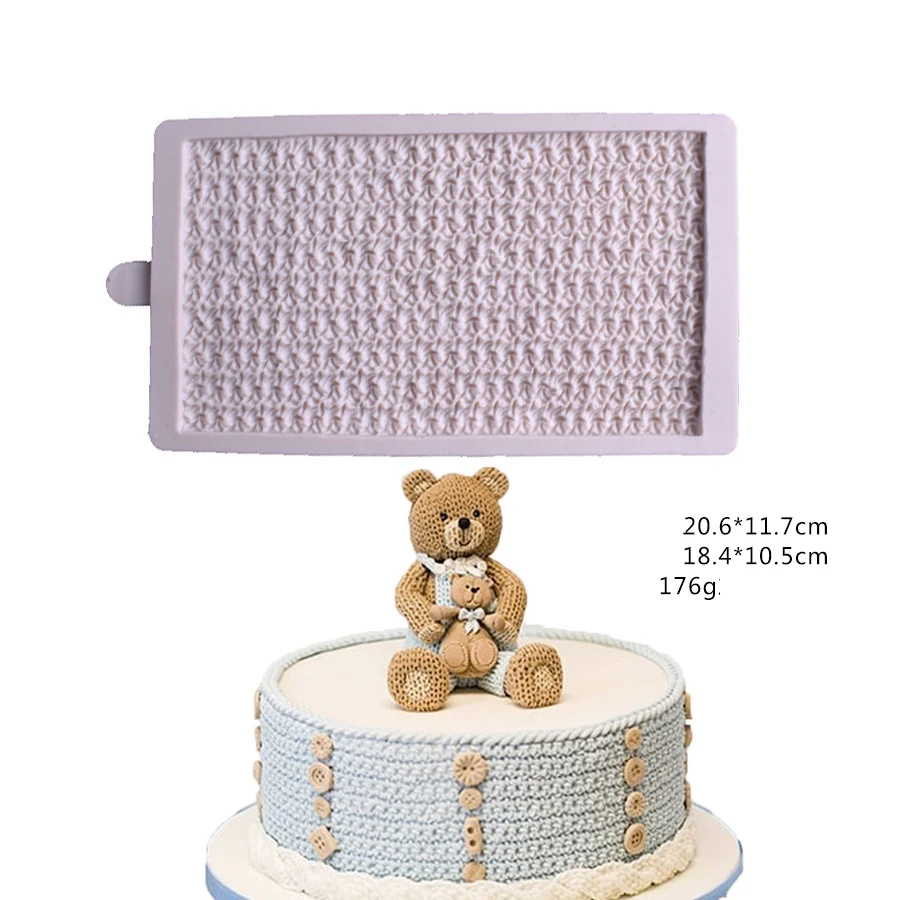 Sweater Pattern Knitting Texture Fondant silicone mold Cake Border Embossing Woolen Yarn Doll Shape Cake Decorating Moulds