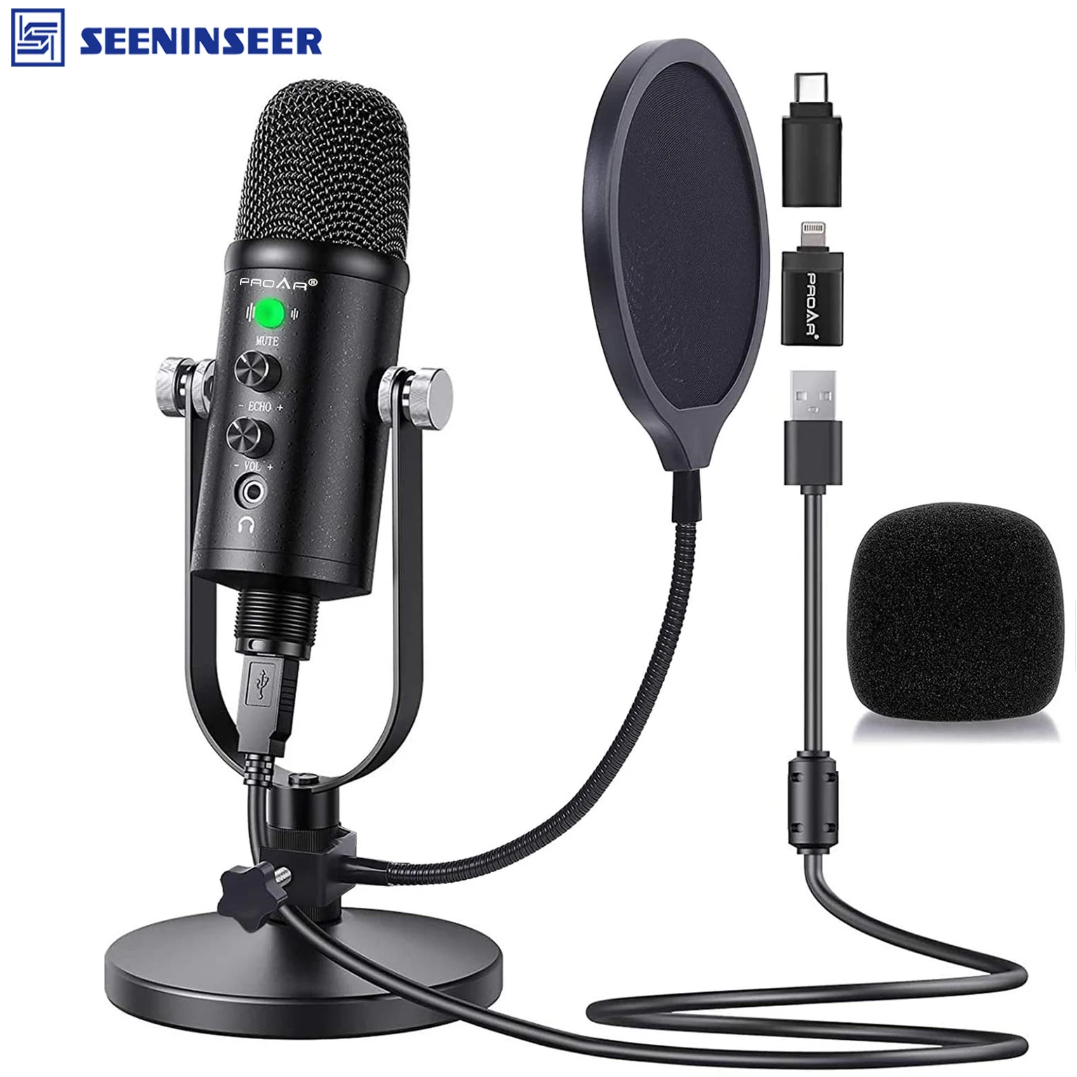 

USB Microphone Kit for Podcast PC/Micro/Mac/iOS/Android with Pop Filter for Gaming/Online/Chatting Videos/Voice Overs/Streaming