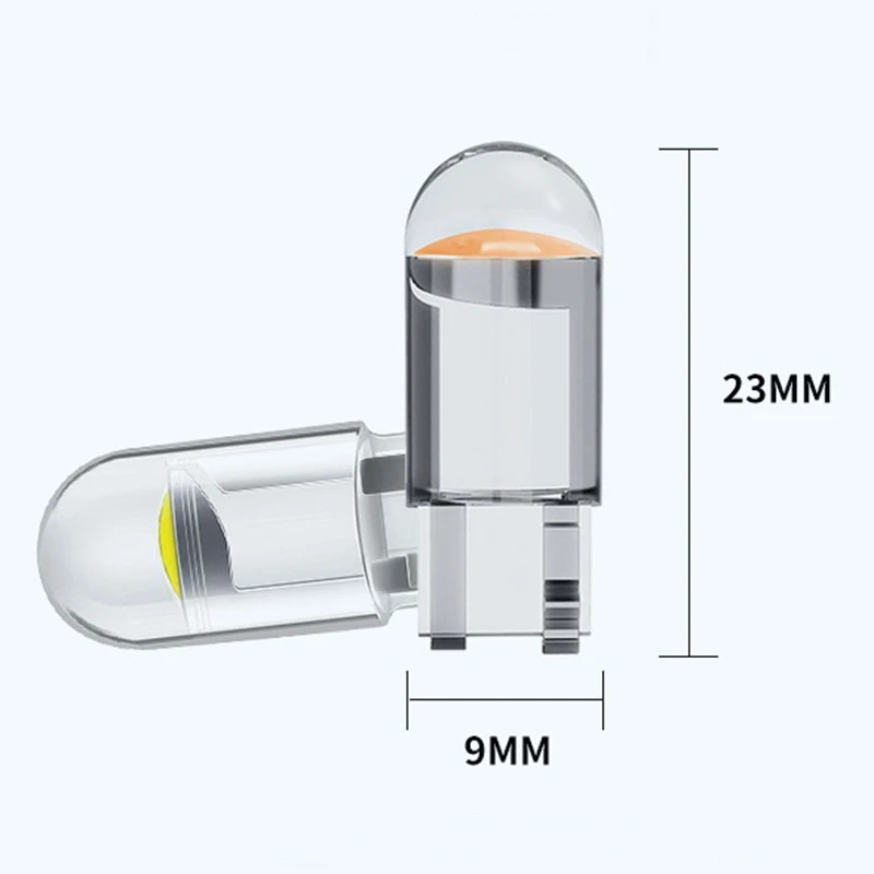 10PCS W5W Led T10 Car Light COB Glass 6000K White Automobiles License Plate Lamp Dome Read DRL Bulb Style 12V Auto Signal Lamp