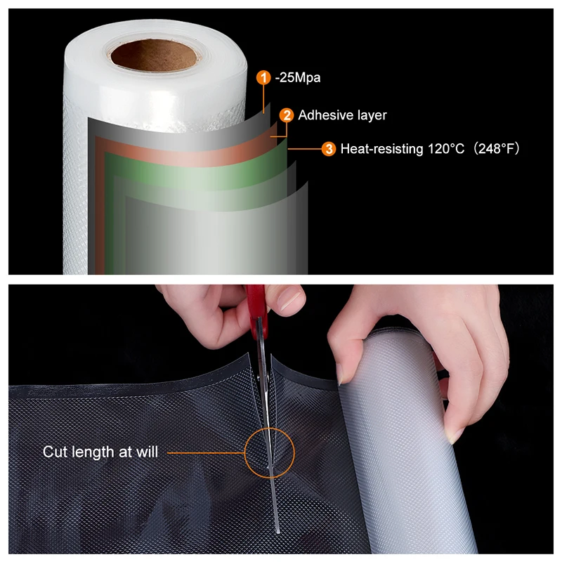 Best Rolls Vacuum Sealer Alimentare Sacchetto Di Immagazzinaggio 12 15 20 25x500CM Saran Wrap Food Sigillatore di Vuoto Imballaggio borsa Per Confezionatrice Sottovuoto Packer