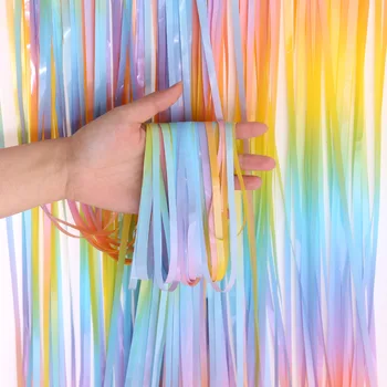 유니콘 파티 레인보우 틴셀 파티 장식, 생일 파티 장식, 성인 파티 포토 존 커튼, 신제품