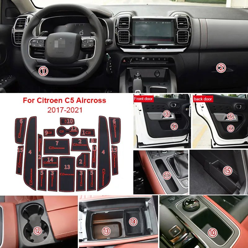 Vtear Door Slot Pad Anti-Slip Coaster Gate Groove Mat Interior Decoration Car-Styling Accessories For Citroen C5 Aircross 2021