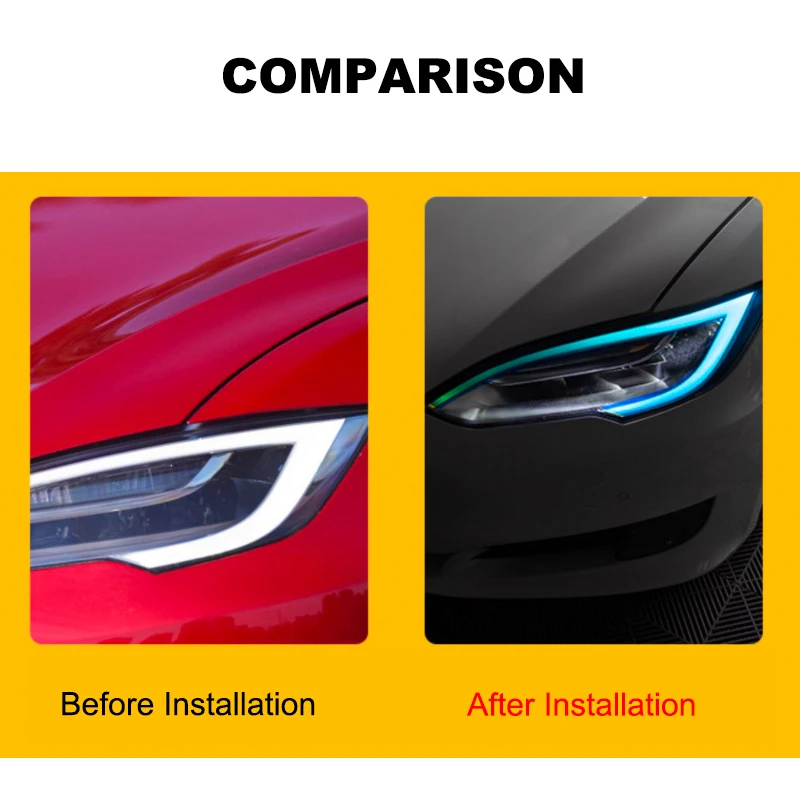 For Tesla Model X S Headlight Daytime Running Light Color Change Film Anti-scratch Protective Decor Film