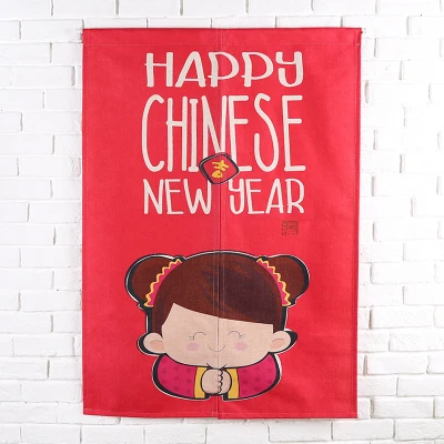 Taiwan Japan style Chinese happy new year door curtaint hanging living room kitchen home decoration coffee bar tea house