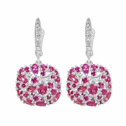 Huitan Aesthetic Rose Red Cubic Zirconia Earrings for Women Chic Ear Accessories Dance Party Girls Earrings Fancy Gift Jewelry