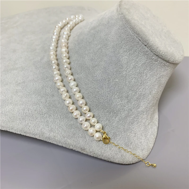 Wholesale18K Gold Pearl Chokers Necklaces 6-7mm Natural Freshwater Pearl Jewelry For Women 2021 Fashion Pretty Wedding Gift\'