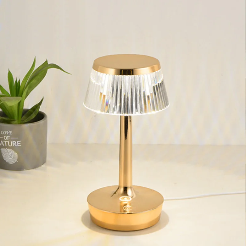 Fantastic Home Decorative Hotel Office Bedroom USB Cable Switch Crystal Lamp rechargeable table lamp For Bar Coffee Store