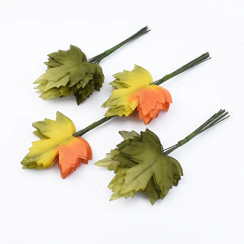 12 Stück Künstliche Blätter aus Seide, Grüne Blätter für Party, Großhandel, Hochzeit, Heimdekoration, Scrapbooking, Basteln, DIY-Geschenkbox, Günstige Kunstpflanzen – Detail 6