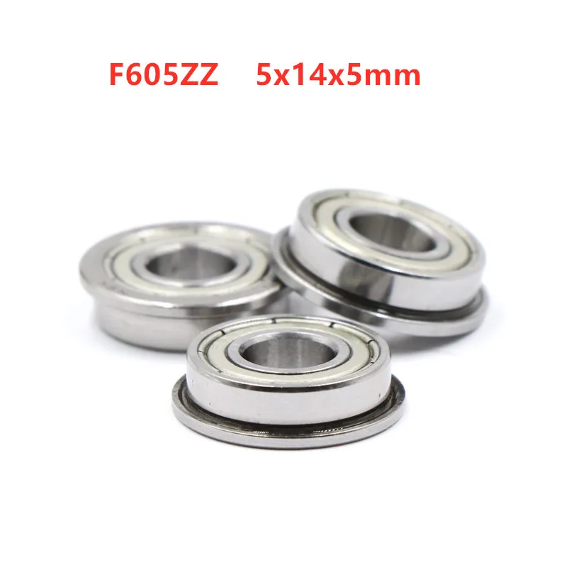 

50pcs/100pcs Flange bearing F605ZZ 5*14*5 mm F605 -2Z shielded flanged deep groove ball bearings F605Z