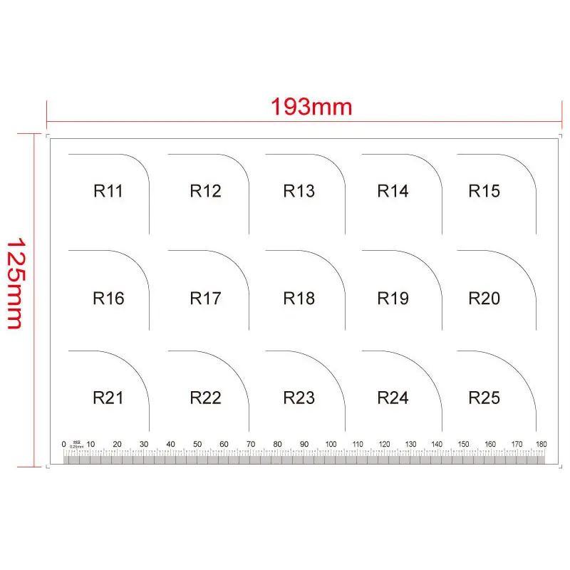 Factory Quality Inspection Standard Fillet Gauge Radius Diameter Measuring Instrument R Miter Square Angle Gauge R 0.1mm -R 50mm