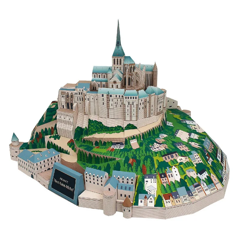 Frankreich Saint Michel Abbey Welt Berühmte Architektur Modell Papier Modell Handgemachte DIY