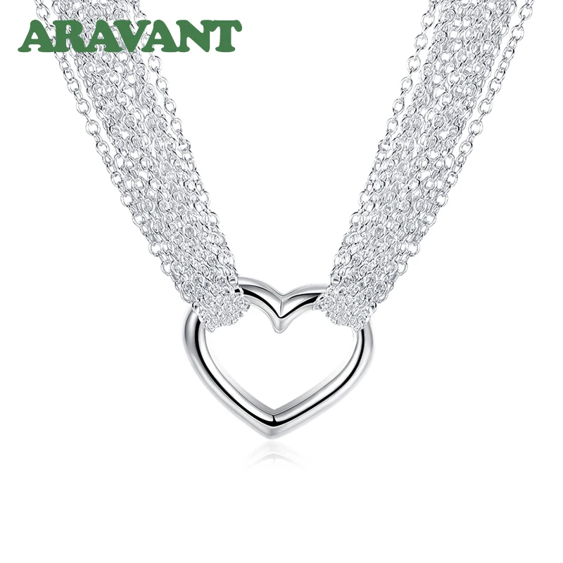 Collar de corazón con cadena para mujer, de plata 2020, joyería de moda, regalos de San Valentín, novedad de 925