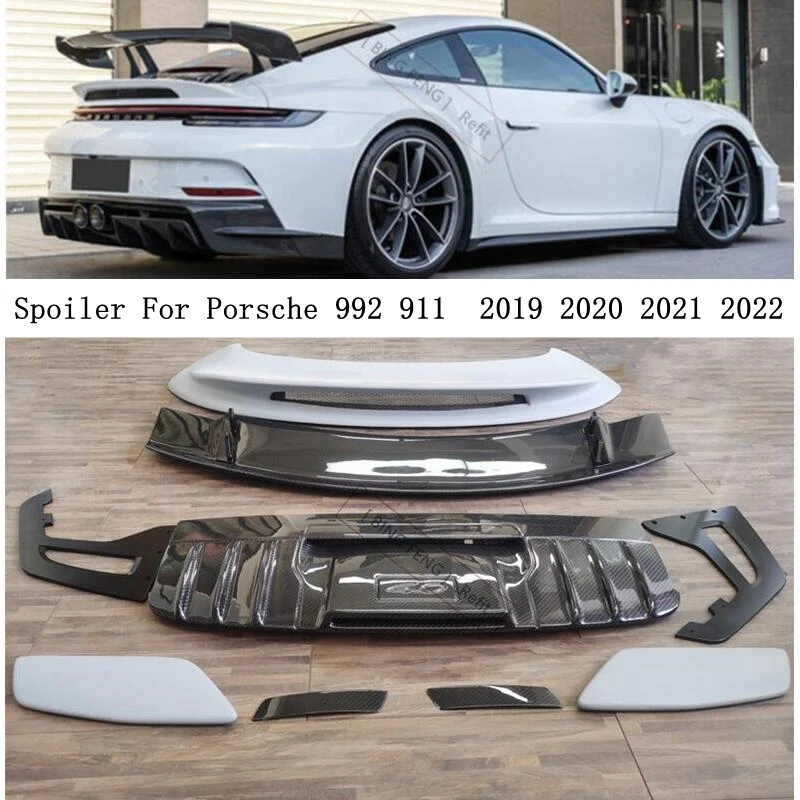 Rear Wing Trunk Lip Spoiler For Porsche 992 911 2019 2020 2021 2022 Real Carbon Fiber & Carbon Primer Modification Accessories