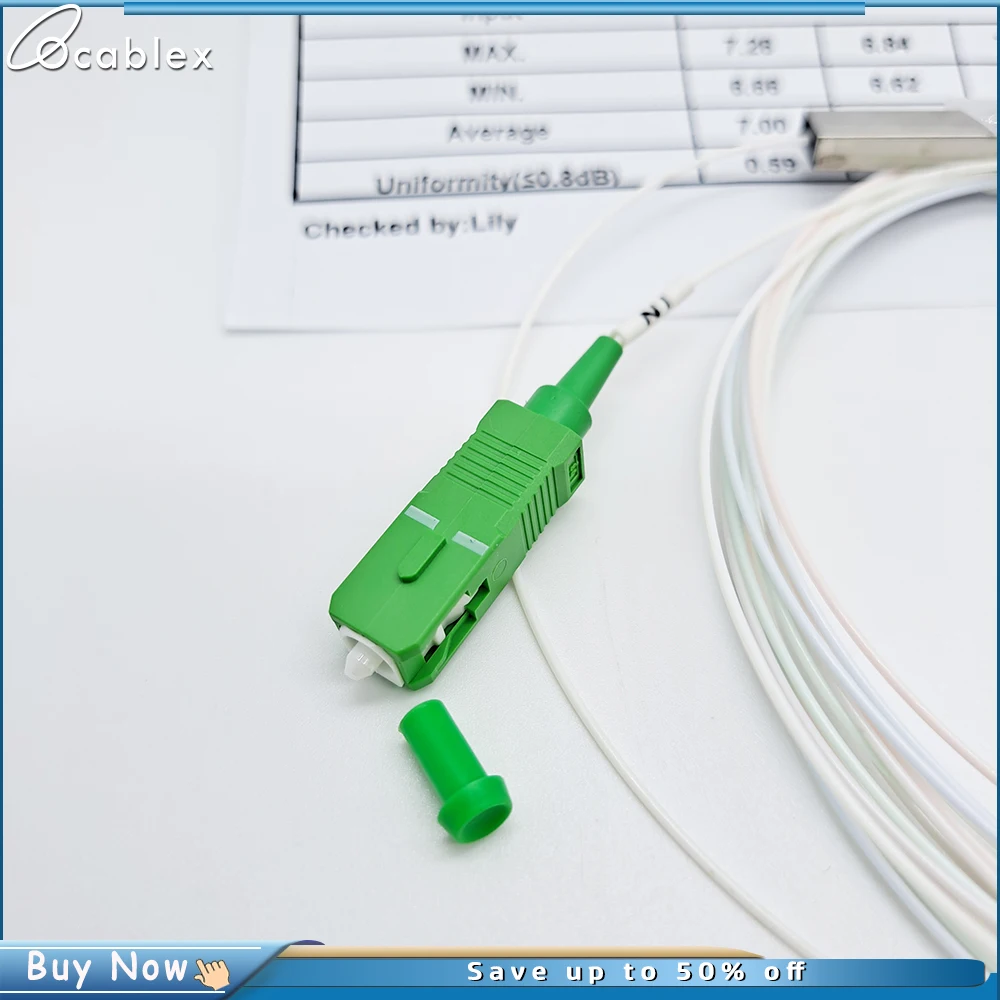 High Quality 10pcs/Lot PLC 1x4 SC/APC SM 0.9mm Steel Tube FTTH Fiber Optic PLC Splitter G657A1 1m SC APC Connector