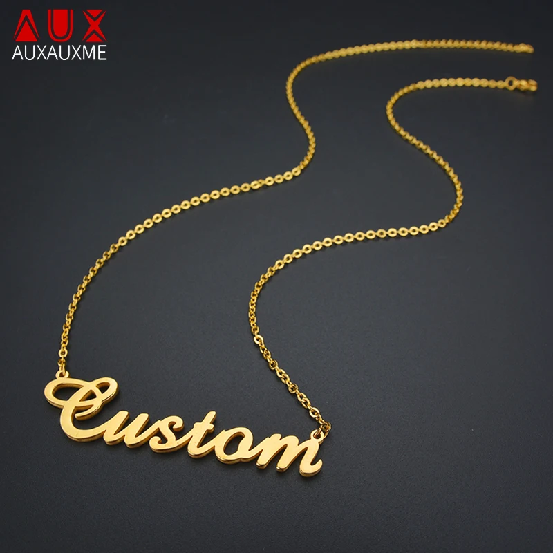 Auxauxme Personalized Tree Of Life Custom Name Necklace Stainless Steel Golden Family Tree Women Letter Necklace Christmas Gift