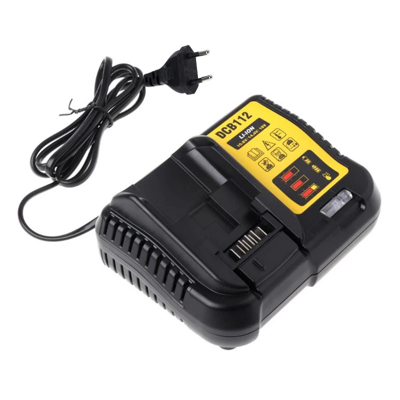 NEW DCB112 Li-Ion Battery 3A Charger For Dewalt 10.8V 12V 14.4V 18V Dcb101 Dcb200 Dcb140 Dcb105 Dcb200 Eu Plug Black