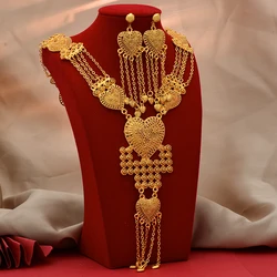 24k Gold Color Jewelry Sets For Women Necklace Pendant Earrings Wedding Nigeria France Jewelry Set Party Gifts