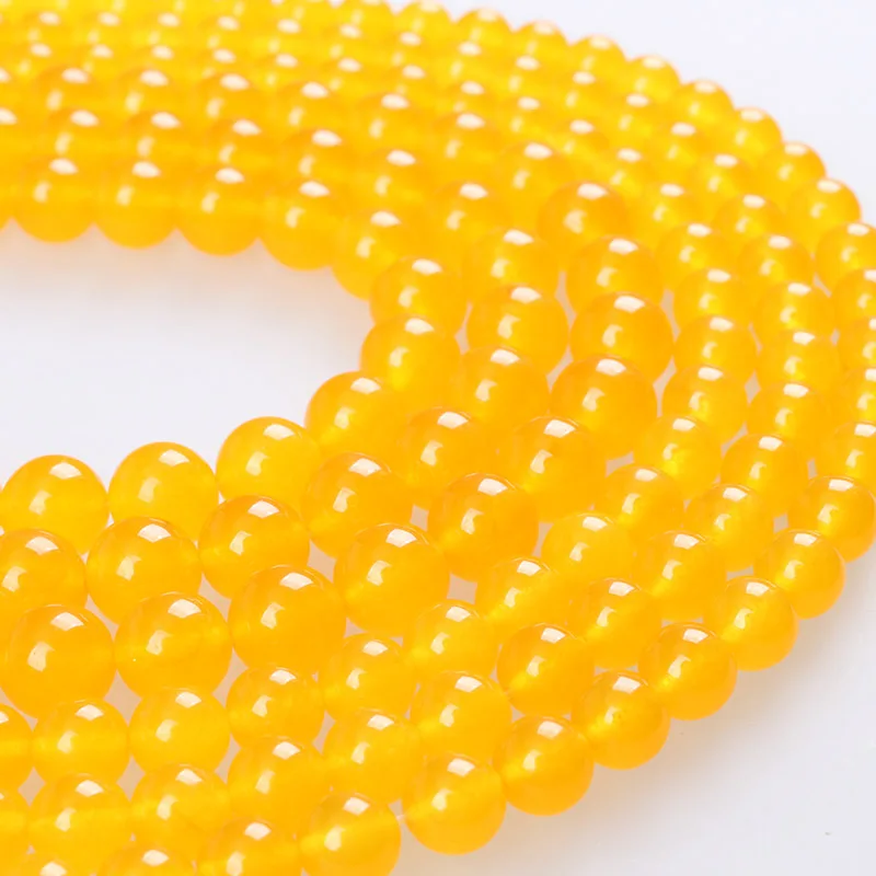 Perline di pietra naturale giada gialla calcedonio pietra rotonda branelli allentati 4 6 8 10 12mm per bracciali collana creazione di gioielli fai da te