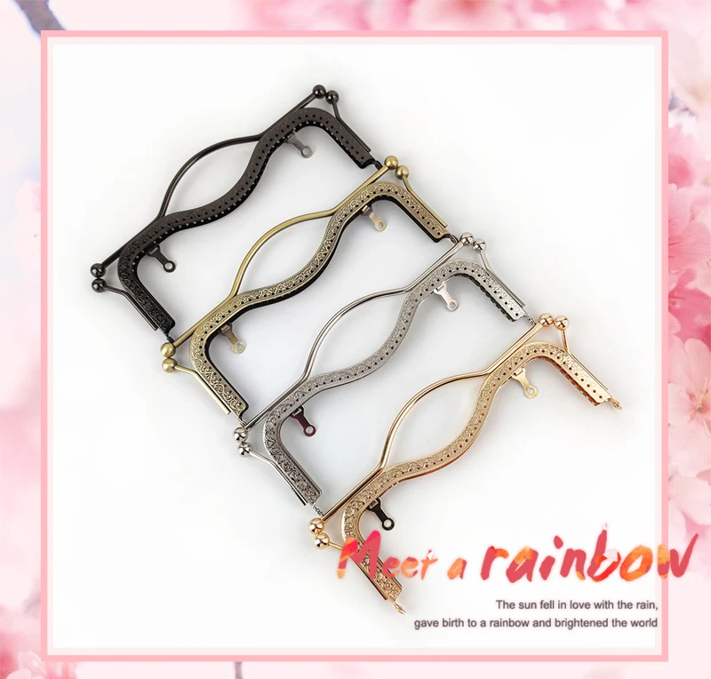 1/2Pcs Deepeel 20.5/27cm Metal Wallet Frame Embossed Hand Pull Parts Purse Bag Handle Kiss Clasp Lock DIY Hardware Accessories
