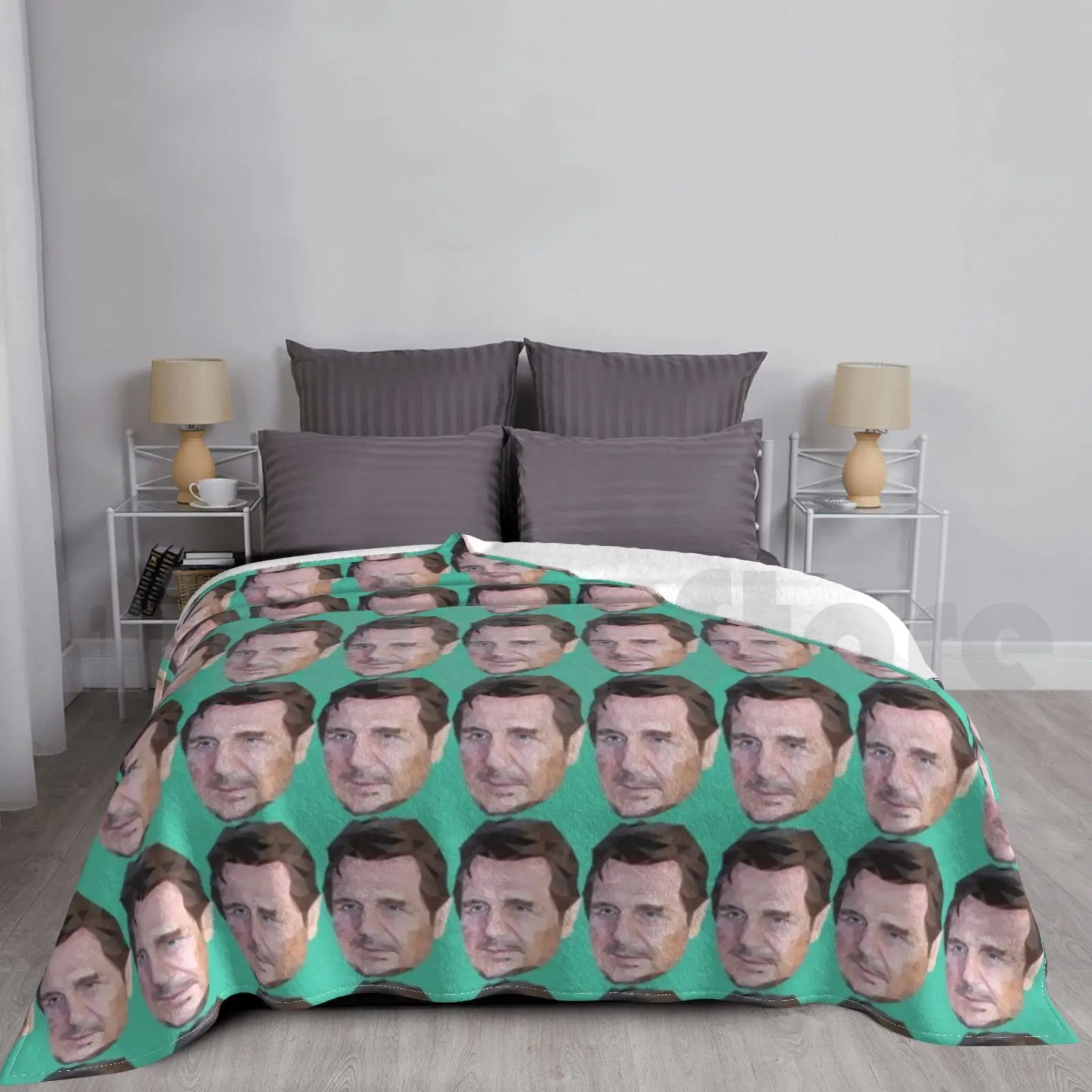 Liam Neeson Low Poly Art Blanket Fashion Custom Liamneeson Legend Actor Lowpoly