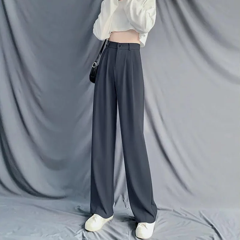 

Pants Women Casual Fashion Solid Simple All-match Ulzzang Pleated Draped Elegant Loose Pant Leisure S-4XL High Waist Steetwear