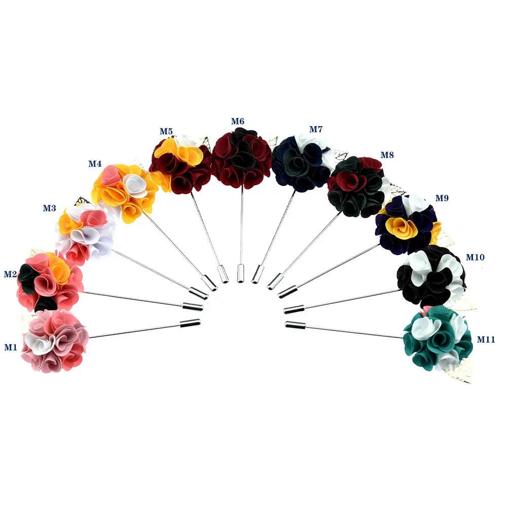 1 Pcs High-grade Ribbon Men Rose Flower Golden Leaf Fashion Brooch Pin Suit Lapel New Men Wedding Boutonniere Brooch Jewelry