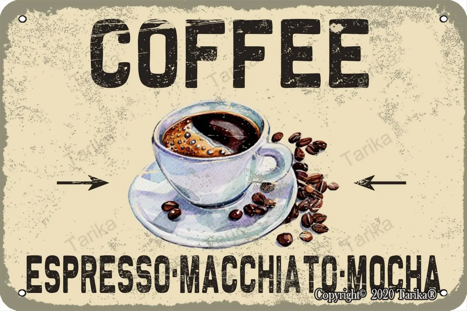 

Coffee Espresso Macchiato Mocha 20X30 cm Iron Retro Look Decoration Poster Sign for Home Kitchen Bathroom Farm Garden Garage