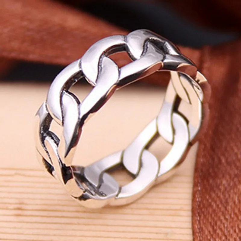 BOCAI New Trendy Braided Couple Ring S925 Pure Silver Fashion Engagement Ring For Men and Women