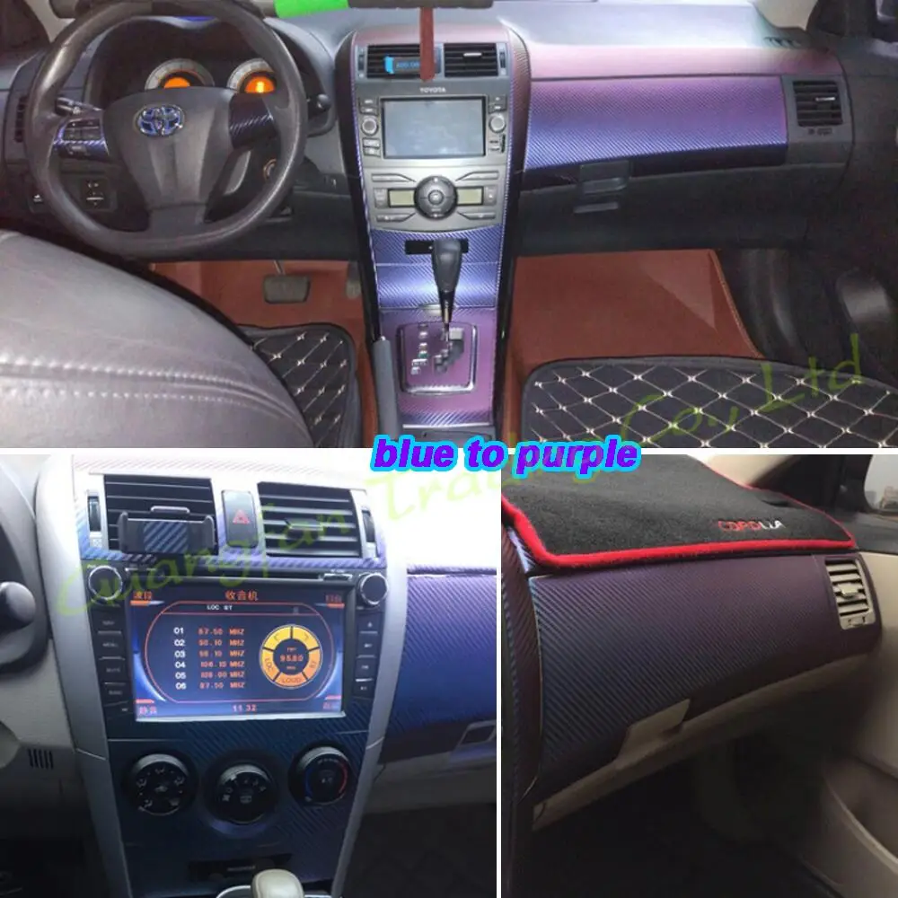 

3D/5D Carbon Fiber Car-styling Interior Cover Console Color Sticker Decals Product Accessories For Toyota Corolla 2007-2013